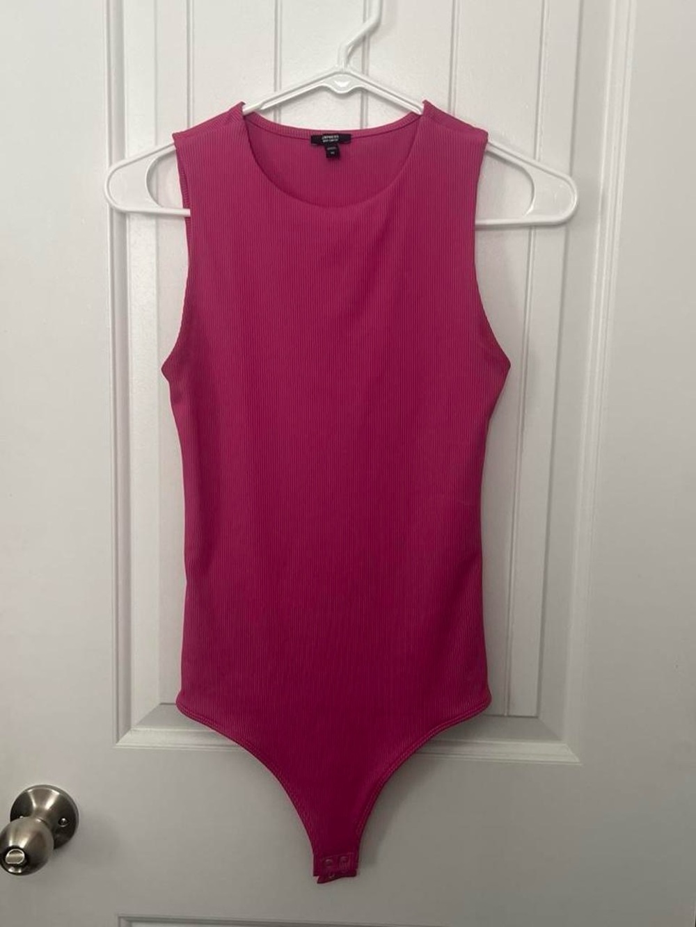 Express Hot Pink Ribbed Sleeveless Bodysuit